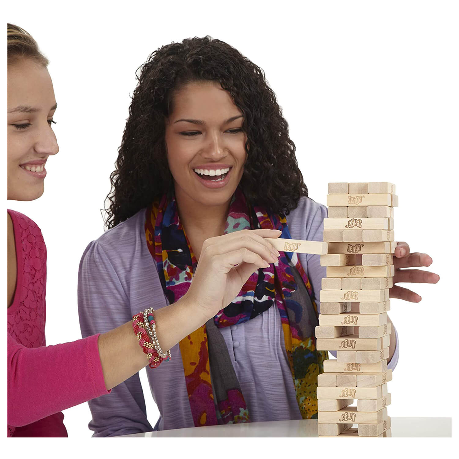 Kids playing jenga.