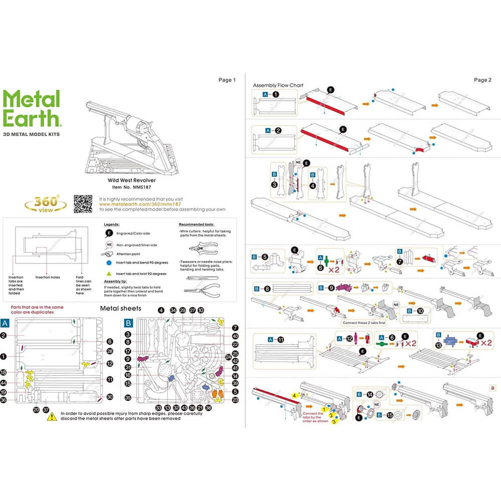 Metal Earth Wild West Revolver 2 Sheet Metal Model Kit