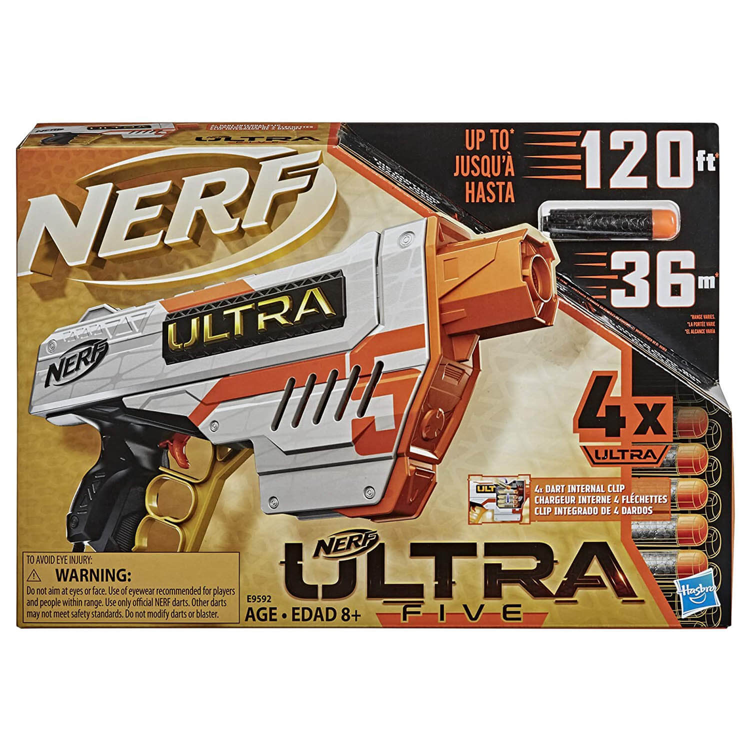 NERF Ultra Five Toy Blaster with 4 Dart Internal Clip