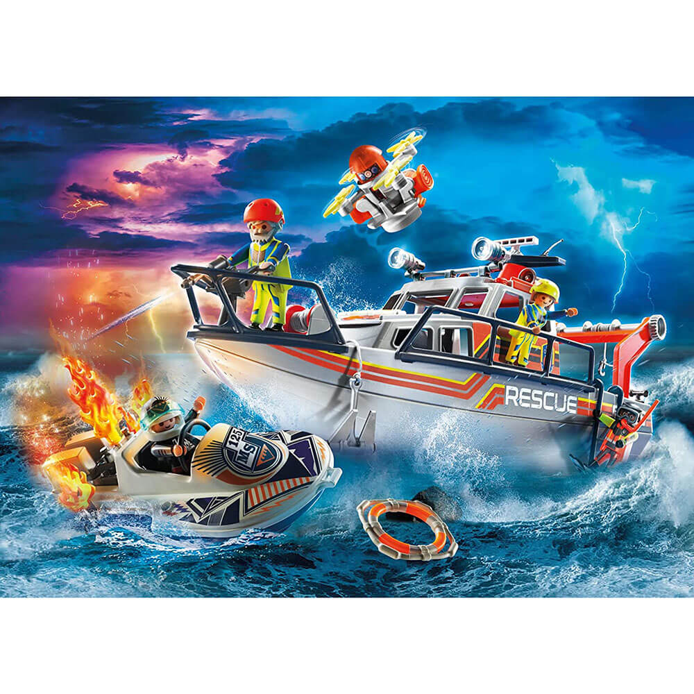 PLAYMOBIL on sale Fire Rescue Watercraft 70140 Building Set (8 Pieces)