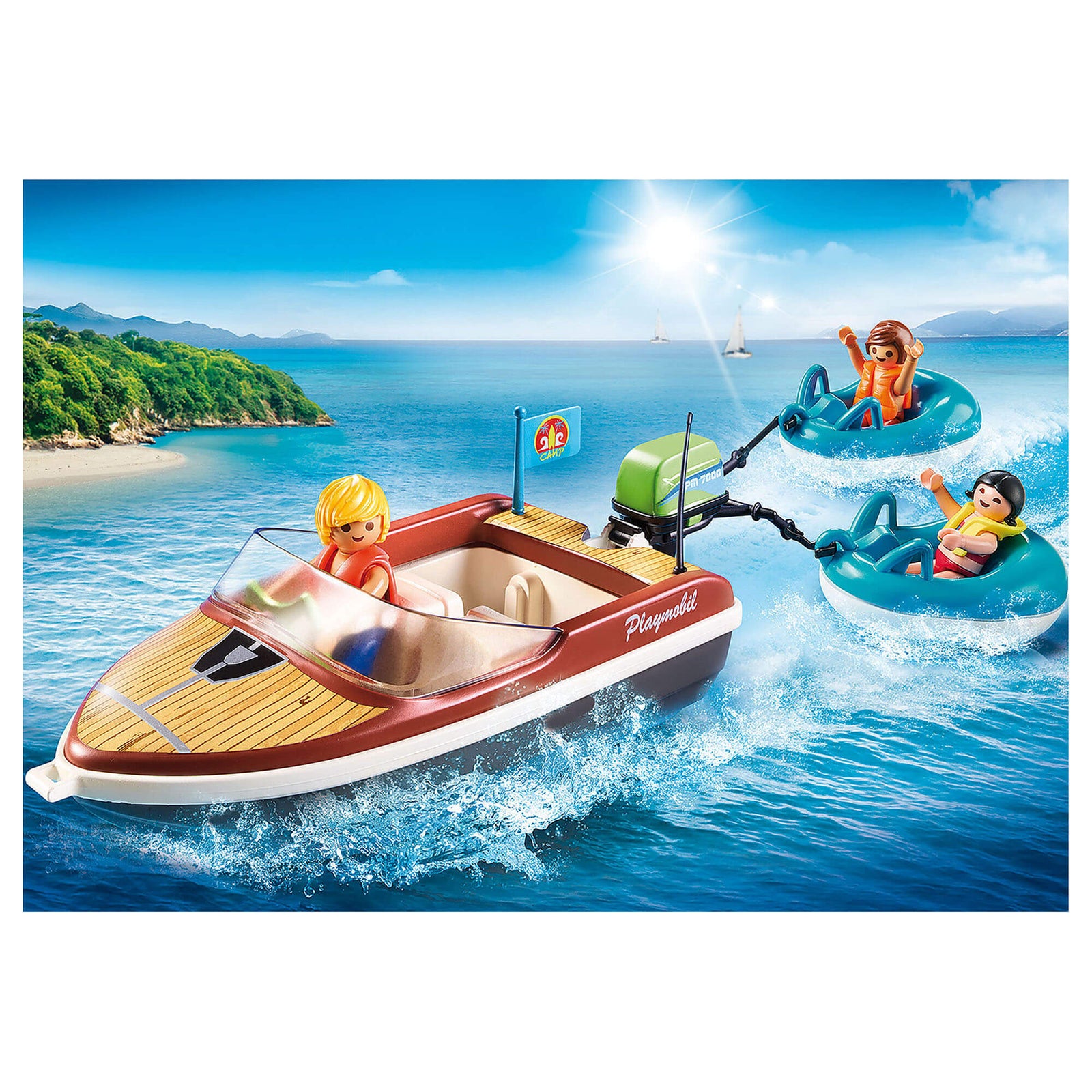 PLAYMOBIL Camping Speedboat with Tube Riders (70091)