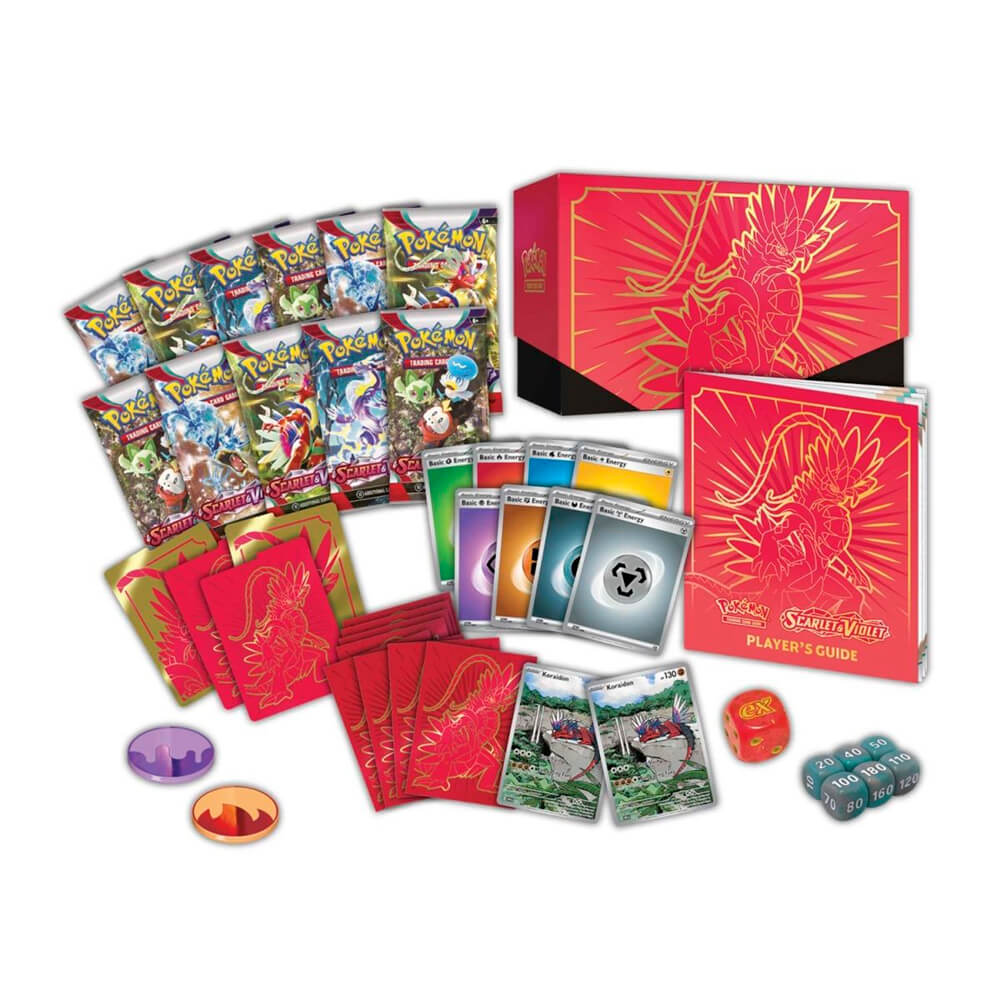  Pokemon TCG: Scarlet and Violet Elite Trainer Box - Koraidon  Red (1 Full Art Promo Card, 9 Boosters and Premium Accessories) : Toys &  Games