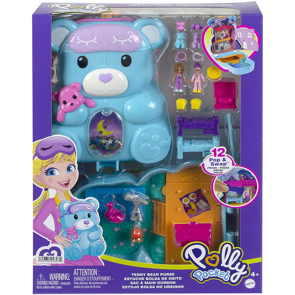 Polly Pocket Teddy Bear Purse Compact Playset