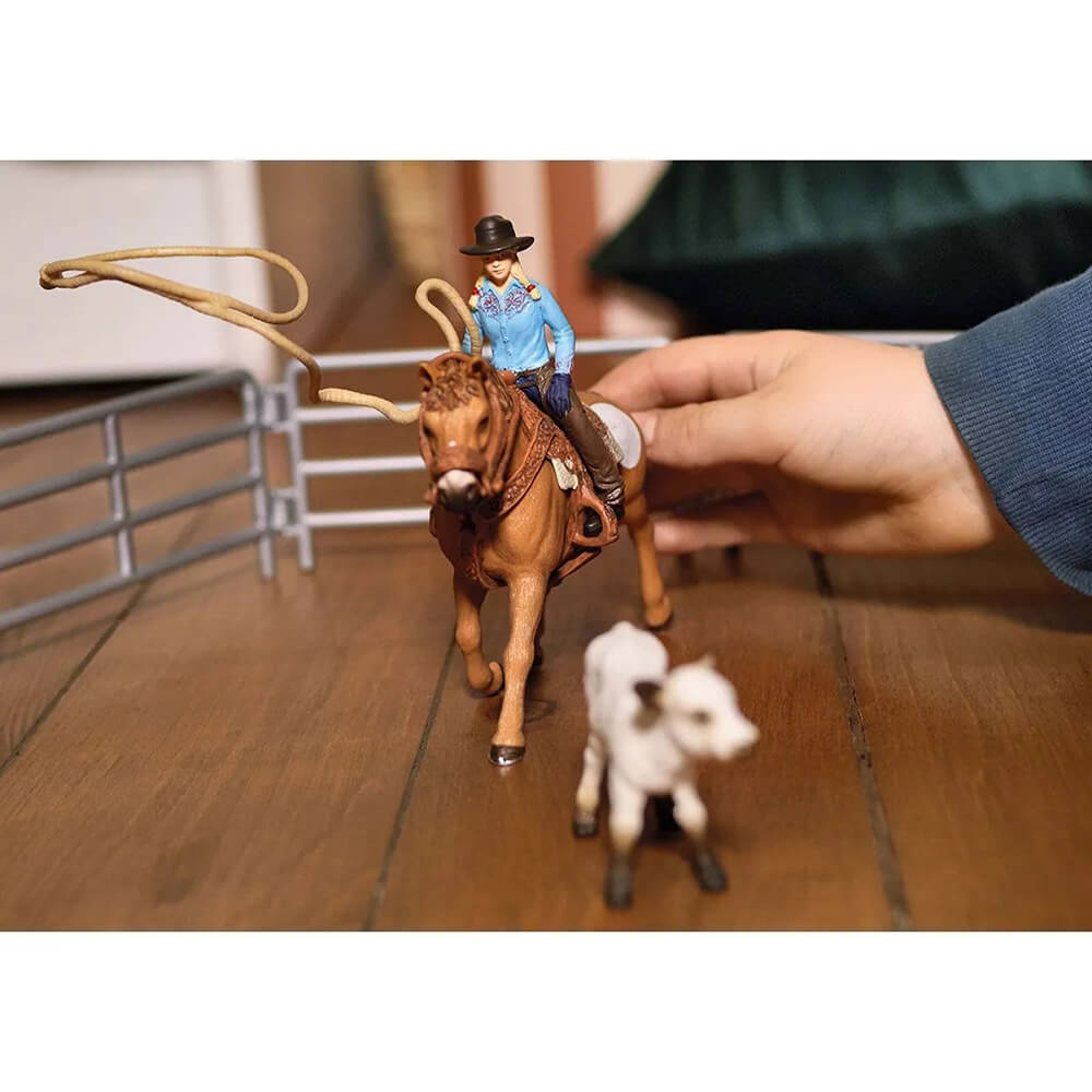 Schleich Farm World Cowgirl Team Roping Fun