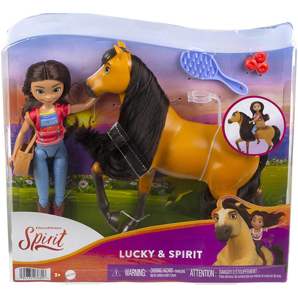 Deluxe 14-inch Spirit Horse and 11.5-inch Lucky Doll Set with hot Accessories-fsa36