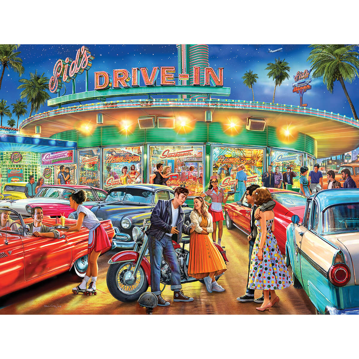 White Mountain Puzzles American Drive-In 1000 Piece Jigsaw Puzzle