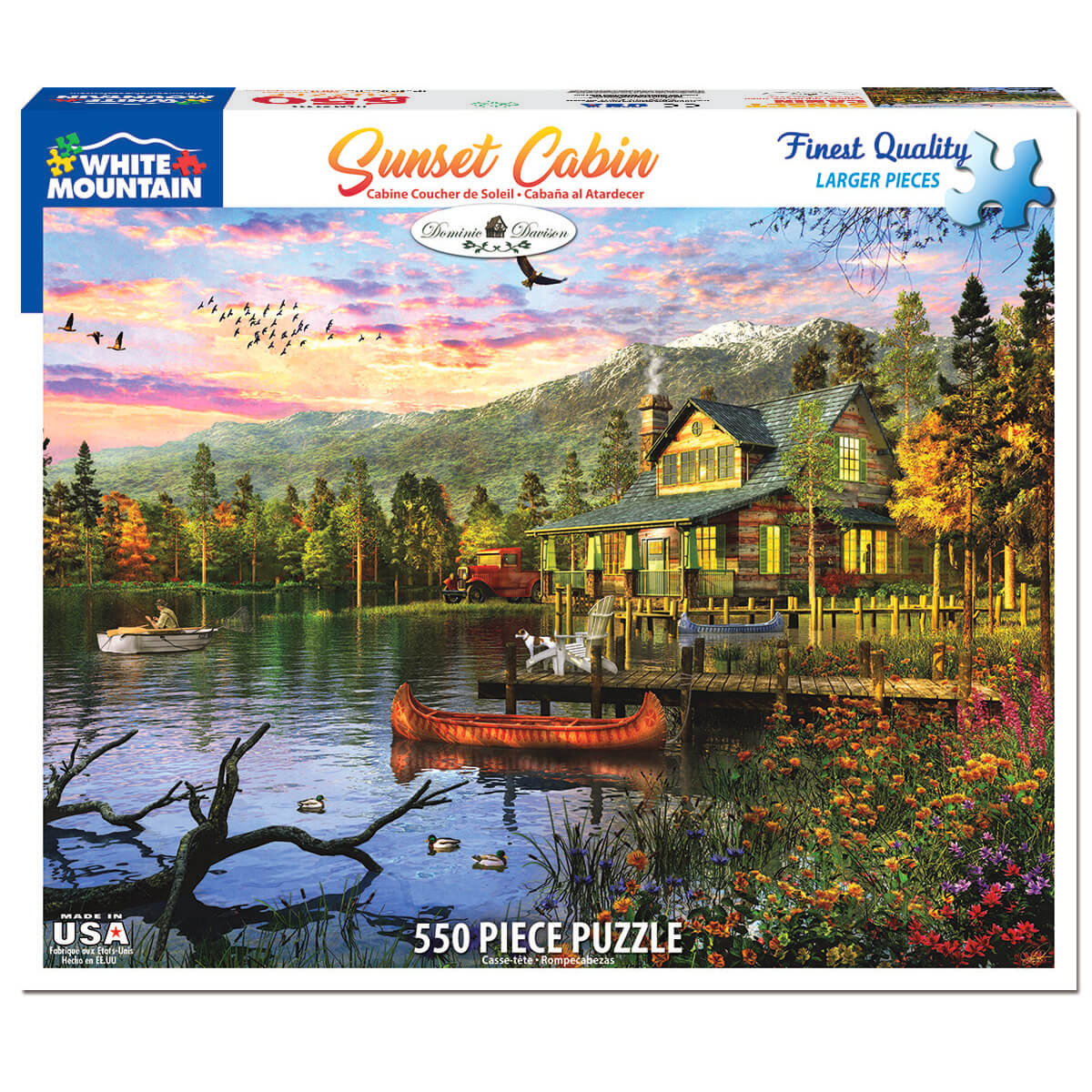 White Mountain Puzzles Sunset at the Lake 550 Piece Jigsaw Puzzle